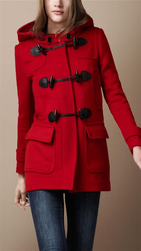 burberry plaid coat red|burberry duffle coat women's.